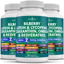 NEW AGE Eye Health Vitamins with Bilberry Lutein & Zeaxanthin Lycopene Resveratrol Grape Seed Extract Astaxanthin - Eye Vitamin - 180 Count