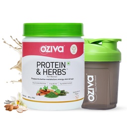 OZiva Protein & Herbs for Women, No Added Sugar, Vanilla Almond, 454g
