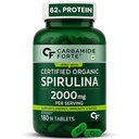 Carbamide Forte 100% Organic Spirulina Tablets 2000 mg Per Serving - Spirulina Powder Organic Tablets | Supports Energy, Immunity & Detox | Certified Spirulina Tablet - 180 Tablets