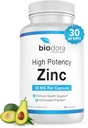 Zinc High Potency, No GMO, Vitamins for Good Skin, Immune Support Supplement & Antioxidant, Vegan, 50mg Per Servings, 60 Capsules, Unflavoured