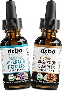 Adrenal Support & Mushroom Liquid Drops - Organic Adrenal and Focus Supplement, Cortisol Support - Mushroom Complex Lion's Mane Paddestoelen, Reishi Turkije Tail Extract Shiitake Agaricus Maitake