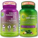 Bone & Hormonal Support Bundle – DIM 200mg with BioPerine® & Cruciferous Vegetables + Plant-Based Calcium 500mg, Magnesium, Zinc, D3, K2 & Turmeric – Vegan, Non-GMO, Clean Daily Wellness Support