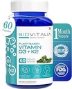 Biovitalia Plant Based Vitamin D3 + K2 60 Capsules for Men & Women 