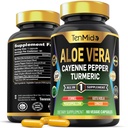 Aloe Vera Capsules Supplement - 8in1 Formula - Combineer met Kurkuma, Cayenne Pepper, Marshmallow, Fennel, Gotu Kola, Ginger en Black Pepper - 90 capsules voor 3 maanden levering