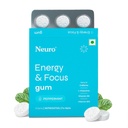 Neuro Energy & Focus Gum - Peppermint | Quick Energy Boost & Enhanced Focus | Natural Caffeine + 60 mg L-Theanine + Vitamin B6 & B12 | No Added Sugar | Aspartame Free | 45 Gums