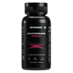 Nutrabay Pro Active Multivitamin for Women – Effective Doses of Iron, Vitamin A, B5, B6, C, D, E & K and Minerals – Immunity, Hair, Skin & Bone Support – 30 Tablets | RDA Dosage | Purity Tested