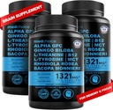 12-in-1 Nootropic Brain Supplement Anhydraat: Ginkgo Biloba voor Hersenondersteuning, Geheugen en Focus - B12, Alpha GPC, L Theanine en Choline Supplementen met Bioperine Non Cafeinated 1321mg (180ct)