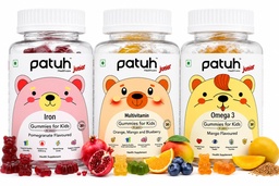 Junior Iron, Multivitamin & Omega 3 Combo | Daily Nutrition for 4–12 Years | Immunity, Brain & Growth Support | Essential Vitamins & Minerals for Children
