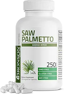 Bronson Saw Palmetto Extra sterkte ondersteunt gezonde prostaatfunctie & Urinaire gezondheid ondersteuning - niet GGO, 250 Vegetarische capsules