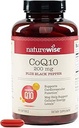 NatureWise CoQ10 200mg + Black Pepper Softgels - High Absorptie Cozyme Q10 + Black Pepper - Antioxidant for Heart Health + Cellular Energy - Vegan, Non-GMO, Gluten-Free - 200 Count[200-Day Supply]