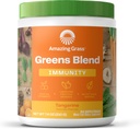 Verbazingwekkend gras Groen Superfood Immuniteit: Super Greens Poeder met Vitamine C, Cordyceps, Beetwortelpoeder & Reishi Paddenstoelen, Tangerine, 30 porties