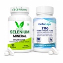 Vitaruhe Selenium Mineral + Metacaps TMG (Trimethylglycine) Bundle | Thyroid, Methylation, Liver Detox, Antioxidant & Cardiovascular Support | 90 Capsules Each