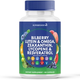 Superfood MD Eye Health Vitaminen met bosbes luteïne en zeaxanthine Lycopeen Resveratrol Grape Seed Extract Astaxanthine- AREDS 2 - Oogvitamine - 60 capsules