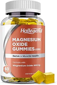 Magnesiumoxide 400mg Gummies, Magnesiumoxide Kauwbaar supplement voor spier, nerve & hart gezondheid, Veganist, Pinapple smaak, 60 Tellen