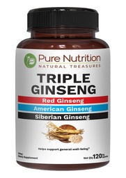 Pure Nutrition Triple Ginseng 650mg  Niet genetisch gemodificeerde organismen