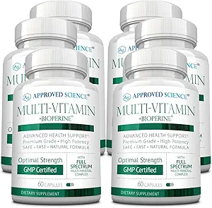 Goedgekeurde Wetenschap Multi-Vitamin - met volledige Spectrum B-Vitaminen, Groene Thee, Luteïne, Lycopeen, Zeaxanthine, BioPerine - 360 Capsules - 6 maanden Levering