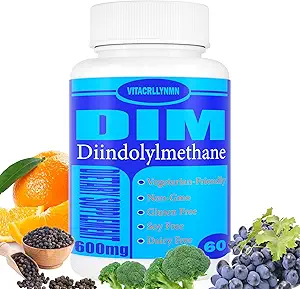 DIM Supplement 600mg Estrogeen Blocker voor mannen en vrouwen - Hormone, Estrogeen Balance, Menopauze, PCOS, Acne en huidverzorging 60 Capsule