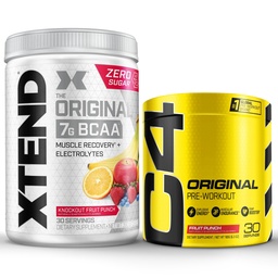 Cellucor Pre Workout & BCAA Bundle, C4 Original Pre Workout Powder, Fruit Punch, 30 porties + XTEND BCAA Powder, Knockout Fruit Punch, 30 porties