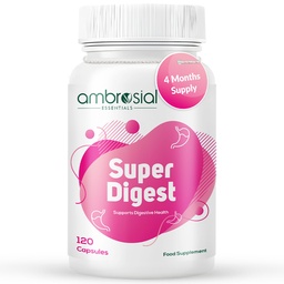 Ambrosial Super Digest with Betaine hcl Pepsin, Ox-Bile, Pancreatin & L-Glutamic Acid | Digestive Enzyme Supplements to Support Optimal Digestion & Gut Health (Pack of 1-120 Capsules)