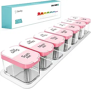 Daviky Extra Large Pillen Organisator Weekly, XL Medicine Pillen Organisator 2 keer per dag, Big Pillen Box 7 Dag PM voor Vitaminen, Supplementen en Medicatie