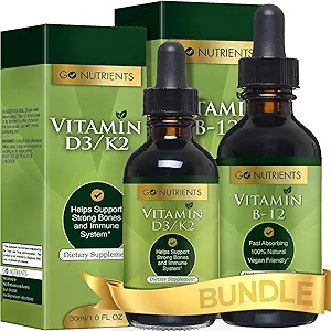 Go Nutriënten Vitamine B12 & Vitamine D3 w/K2 Liquid Drops Bundle 