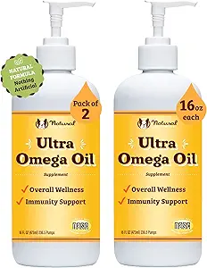 Natural Dog Company 16 oz. -2 Pack Ultra Omega 3 Visolie voor honden, Honden Visolie Supplement voor vergieten, Itch Relief, Zalmolie voor honden, voor Multi Dog Families of Grote Ras Honden, 32 oz Waarde