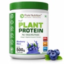 Pure Nutrition Plant Protein Powder | Vegan Protein Powder with Pea & Brown Rice Protein | 25g Plant Based Protein with Flaxseed Omega 3 & Digestive Enzymes | Lactose Free Protein Powder for Men & Women | Plant Protein Powder for Muscle Recovery, Strength & Daily Nutrition Support - 500g Berry Blast Flavour