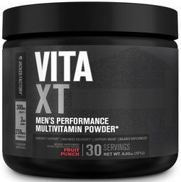 Ge Jacked Factory Vita XT Performance Vitamine Poeder - Dagelijks Multivitamine Poeder voor mannen met KSM-66 Ashwagandha, Prebiotic Fiber, Vitamine A, C, D, K, B6, B12, & More - Fruit Punch, 30Sv