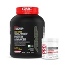 GNC AMP 100% Whey Advanced + Creatine Monohydrate Combo - Lean Muscle Gains | Fast Recovery | Superior Post-Workout Fuel | Hydrates Muscle Cells (Creamy Strawberry, 4 lbs)