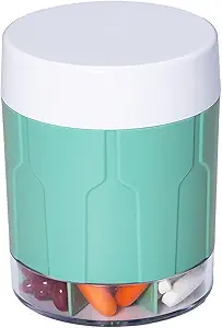 Betife Extra Large Supplement Organizer,Weekly pil Organizer Bottle, Daily Pill Dispenser met 7 Grote Compartiments, Organisator om 7 Dag Vitamine Medicatie, 21 Labels en een Reiniging Brush(Cyan)