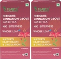 Teabox Hibiscus Cinnamon Clove Green Tea | 25 Tea Bags | Natural Green Tea Infused with Hibiscus, Clove & Cinnamon | Soothing & Spicy Floral Blend (Pack of 2)