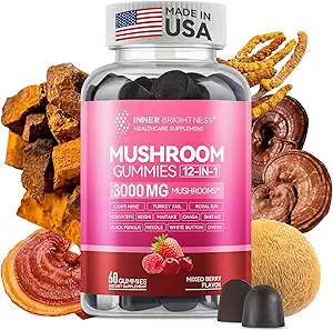 Reishi Mushroom Capsules, met Cordyceps & Chaga Mushroom, Ashwagandha, Complex for Immune Health, Vitality, Energy & Focus, 60 Count