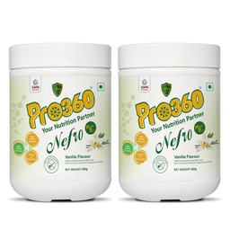 Pro360 Nefro HP Powder – Vanilla Flavour, 400g – High Protein Dialysis Care Nutritional Supplement for Renal Support – Protein Powder with L-Taurine, L-Carnitine & Essential Nutrients (Pack of 2)