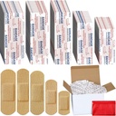 Lounsweer 2000 Pcs Fabric Adhesive Bandages Variety Pack Bulk Assorted Sizes Flexible Breathable Patch Fabric Bandages for Family First Aid Skin Wrap Finger Wound, Natural