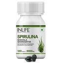 INLIFE Spirulina Tablets 2000mg Supplement, Green Superfood, 120 Count