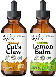 Wild & Organic Cat's Claw Tinctuur 4 fl oz & Lemon Balm Tinctuur 4 fl oz
