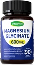 Pure Magnesium Glycinate 600mg - High Absorption Chelated Magnesium Bisglycinate Supplement for Sleep Support, Relaxation & Muscle Function, Vegan, 90 Count
