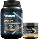 Fitspire Coffee Whey Protein- Creatine Monohydrate Combo- Daily Protein & Workout Performance Combo - Coffee Protein Powder with Digestive Enzymes - Lemon Creatine- No Added Sugar