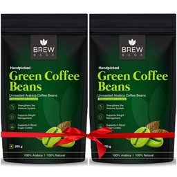 Brewsaga Unroasted Arabica Pure Green Coffee Beans Whole | Weight Management & Detox For Men & Women | Chlorogenic Acid for Natural Weight Loss | Body Detoxification Powder | 200g | Pack of 2 (2)