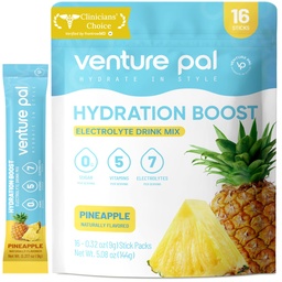 Venture Pal Sugar Free Electrolyte Powder Packets - Liquid Daily IV Drink Mix for Rapid Hydration & Party Recovery 5 Vitaminen & 7 Elektrolyten . Keto Friendly 