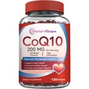 Recepten van de arts CoQ10 200mg per portie, hoge absorptie Co-enzym Q10 supplement met olijfolie, hart en bloedvat gezondheid, energieproductie en antioxidant ondersteuning, 2 maanden levering, 120 Softgels
