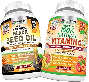 FRESHARE Zwarte Zaadolie en 100% natuurlijke vitamine C - bundel