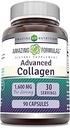 Amazing Formulas Advanced Collagen Supplement | Collagen Type I, II & III with Vitamin C & Hyaluronic | 1600 Mg Per Serving | 90 Capsules | Non-GMO | Gluten-Free | Made in USA