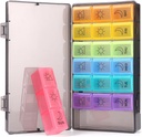 Weekly Pill Organizer 7 Day 3 Times, Portable Pill Organizer, BPA Free Pill Case, Travel Daily Pill Box Reminder, Medication Organizer for Vitamins, Supplements (Rainbow)
