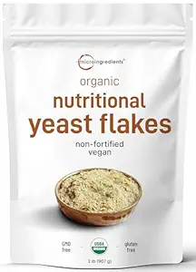 Biologische niet-versterkt voedingsgistvlokken, 2 pounds (32oz) - Rijk aan Vegan Proteïne, B Vitaminen & Beta-glucanen - Keto Friendly, Dairy Free Cheese Substitute, Non-GMO, Glutenvrij