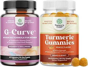 Bundel van G-Curve Borst en Butt Enhancer Pillen Kan ondersteunen Voluptueuze Curves en Kurkuma Gummies voor Volwassenen Perzik smaak - Extra sterkte gezamenlijke ondersteuning Gummies met Kurkuma Curcumin