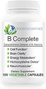 B Compleet met Folaat, Alle Vitaminen B1, B2, B3, B5, B6, B7, B9, B12 en Choline Bitrate voor Energie, Hersenhelderheid, Neuro, Metabolisme 100 Vegan Capsules