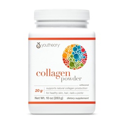 Youtheory Collageen Powder - with Amino acids, Minerals, Vitamin C & B7 (Biotine) - Supports Healthy Bones, Muscles, Hair, Nails, Skin & Joints* - Hydrolyzed - Unflavored - 10 oz (10 Servings)
