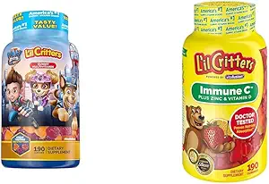 L'il Critters Paw Patrol & Immune C Gummy Vitaminen voor kinderen, vitamine C, D3, Zink, 190 Gummies Elk