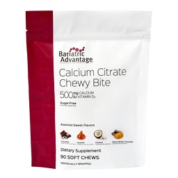 Bariatrische Voordeel Calcium citraat Chewy Bites 500 mg - Zeer absorbeerbaar en duizelbaar - Vitamine D3 - Makkelijk Kauwbare Calcium Supplement - Assorted Sweet Flavor - 90 Tel.